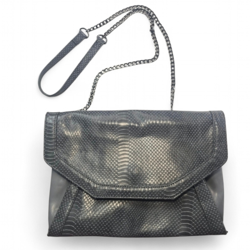 Limited Edition Envelope Grey Snakeskin Clutch Foldover Crossbody